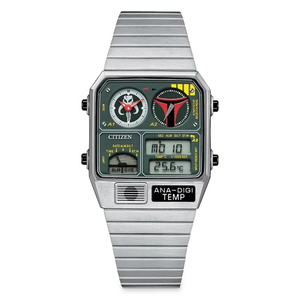 Disney Boba Fett Stainless Steel Quartz Digital Watch For Adults By Citizen 1 Disney Boba Fett Stainless Steel Quartz Digital Watch For Adults By Citizen