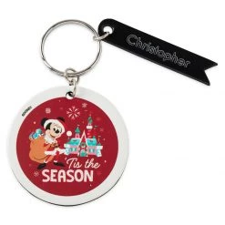 Disney Santa Mickey Mouse Circular Keychain By Leather Treaty – Personalized
